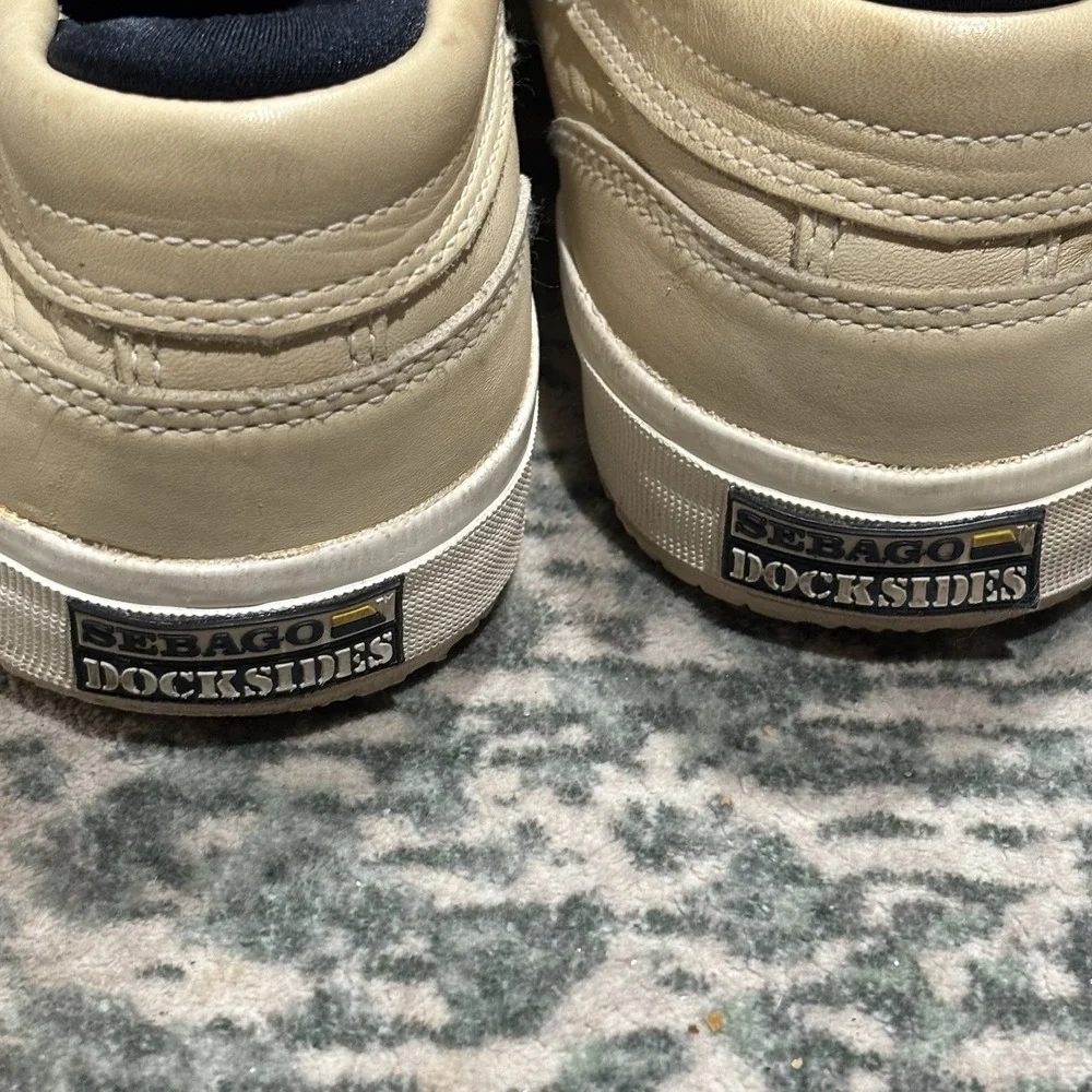 Cream leather Sebago Docksides boat shoes 10M